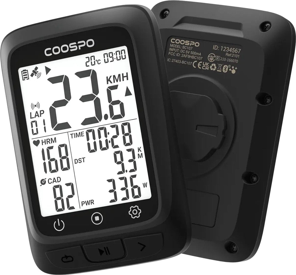 Coospo - BC107 - Draadloze GPS Fietscomputer met ANT+ communicatie