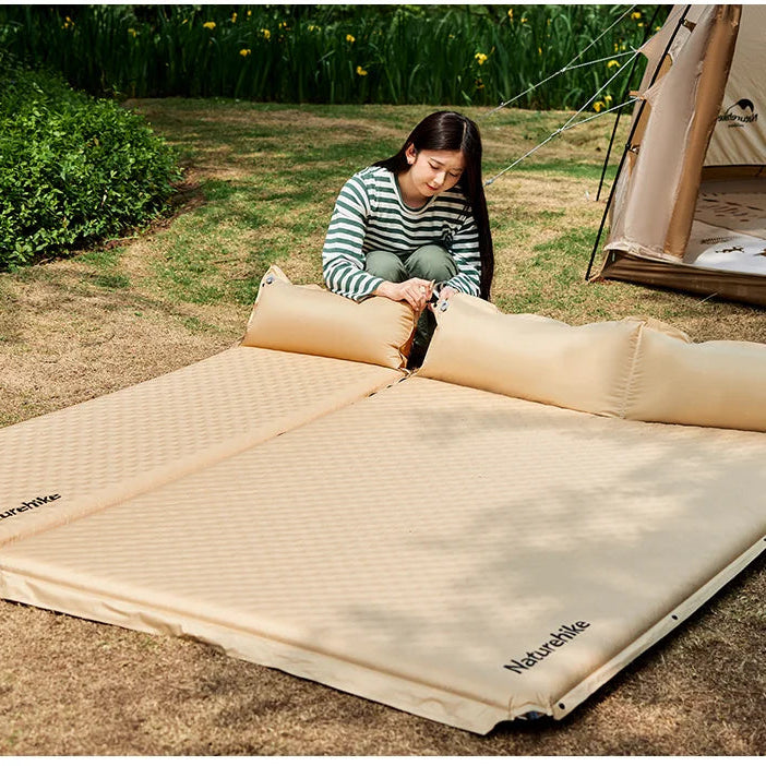 Naturehike - Luchtmatras D01 3 cm - Zelfopblazende Mat voor 2 Personen met Ingebouwd Kussen